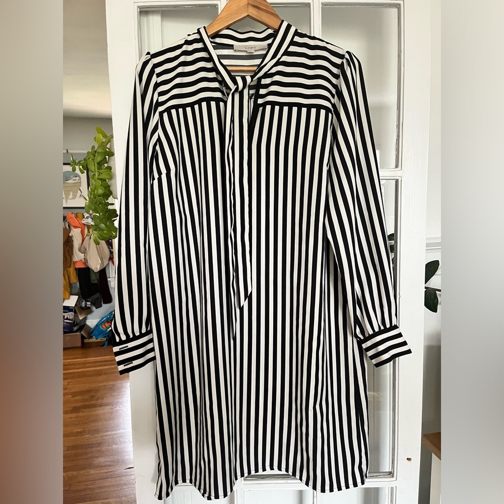 Black and White Striped Shift Dress